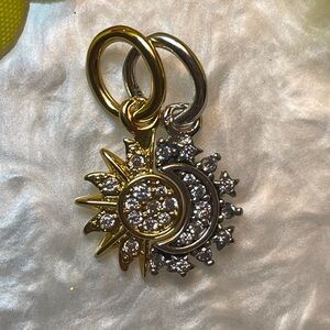 Charm for Pandora Bracelets Sun & Moon Double Rhinestone